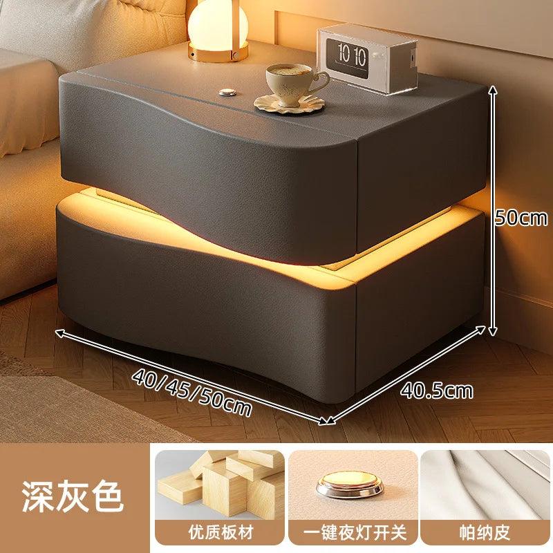 Sleek Luxury Bedside Tables with Drawer - Modern Chinese Style Nightstand for Bedroom Furniture