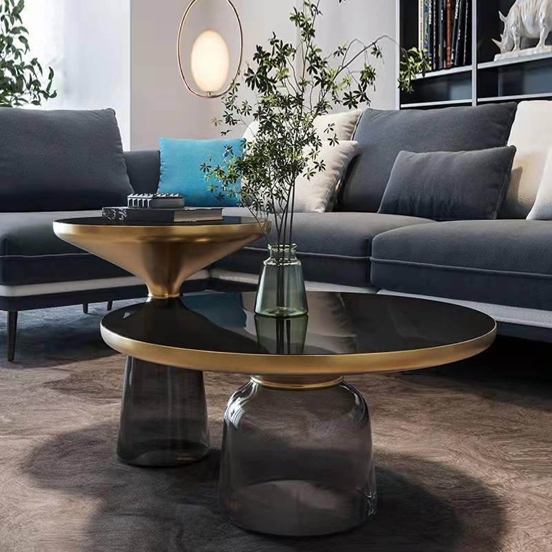 Nordic Marble Circle Coffee Table - Elegant Glass and Stainless Steel Design