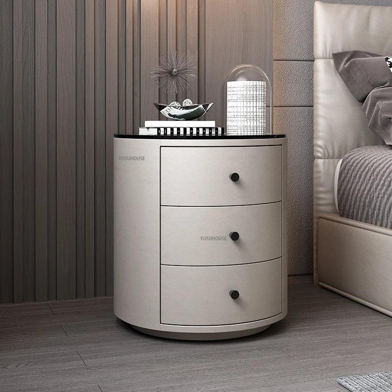 Solid Pine Wood Nightstand with Three Drawers - Modern Minimalist Bedroom Furniture