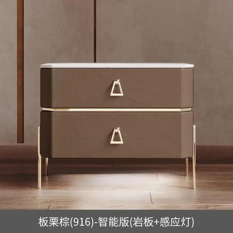 Gold Wireless Charging Bedside Table with Smart Drawers - Modern Furniture for Living Room