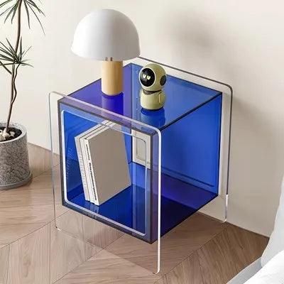 Modern Acrylic Nightstand with Drawer - Bedroom Furniture Shelf Organizer
