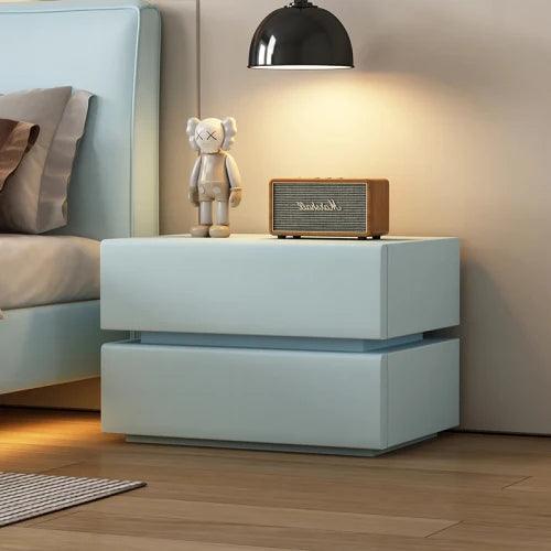 Nightstand with Wooden Drawers - Modern White Bedside Table