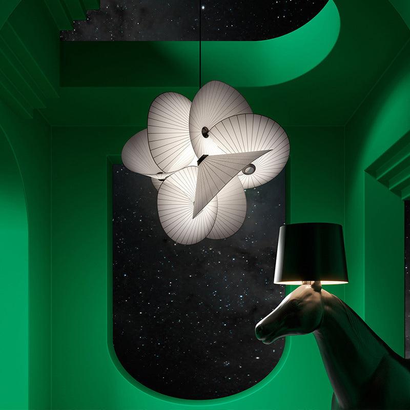 White Fabric Hanging Ceiling Chandelier for Contemporary Home D&eacute;cor