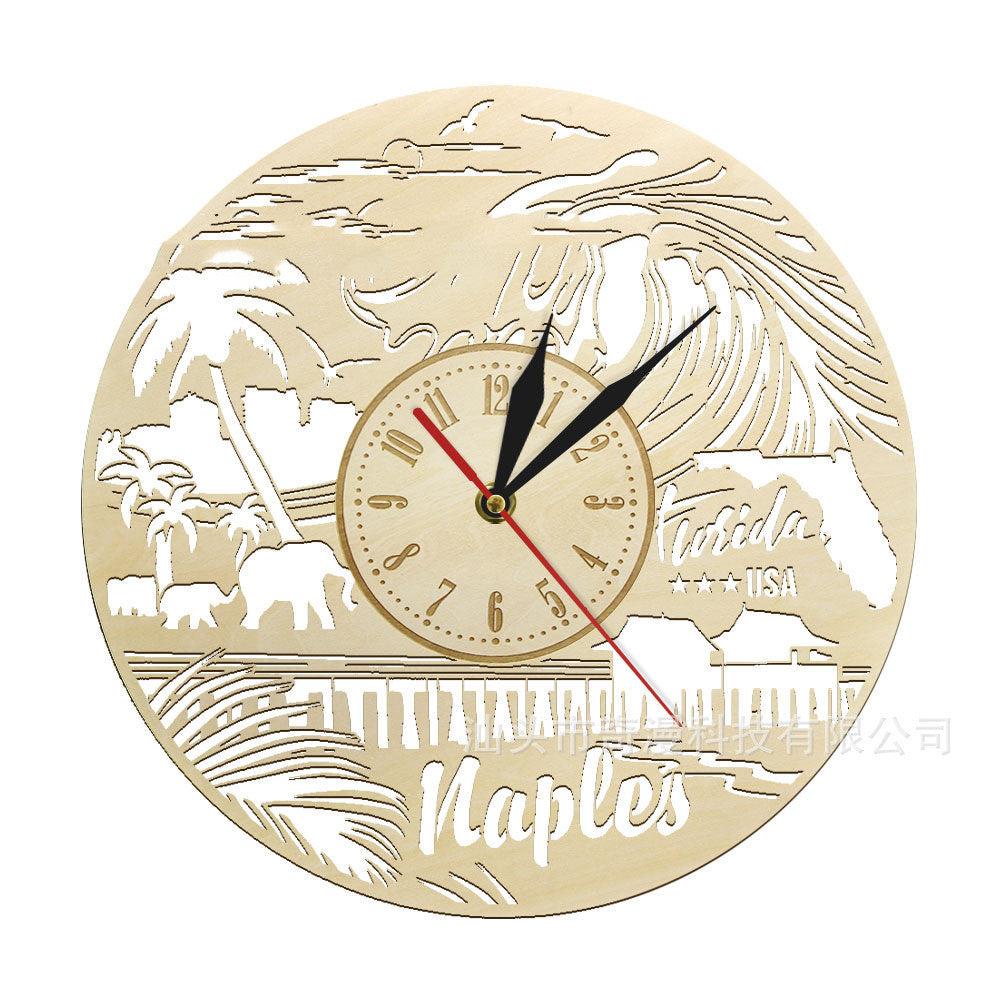 Modern Nordic Wooden Wall Clock 12" Round Decorative Quartz Clock