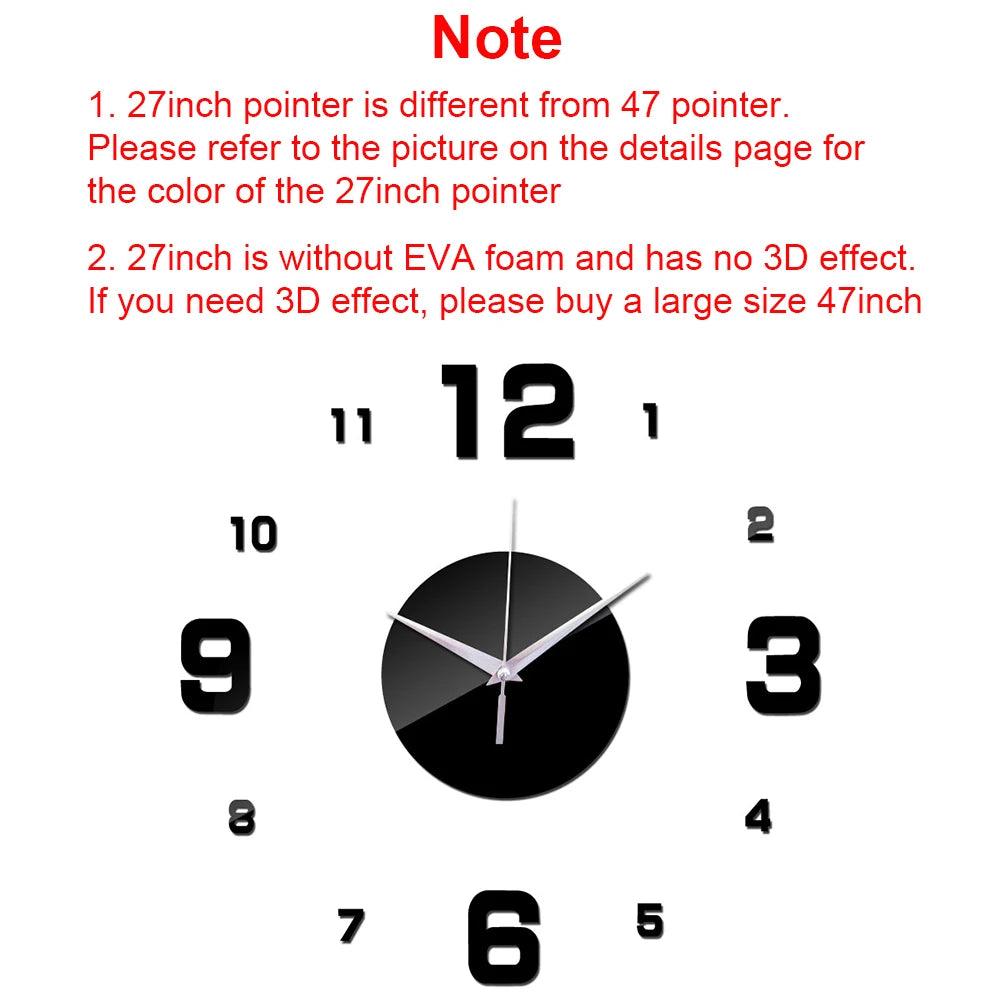 Modern Acrylic Mirror Wall Clock Kit: DIY Silent Quartz Design