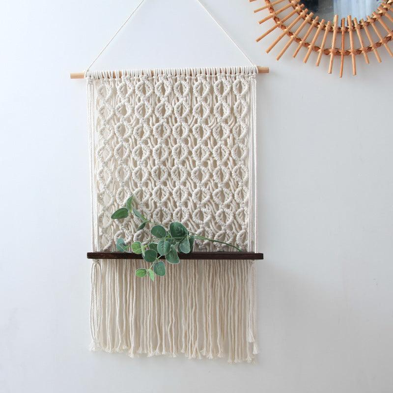 Cotton Rope Tapestry Rack Hand-Woven Bohemian Wall Rack Cotton Rope Tapestr