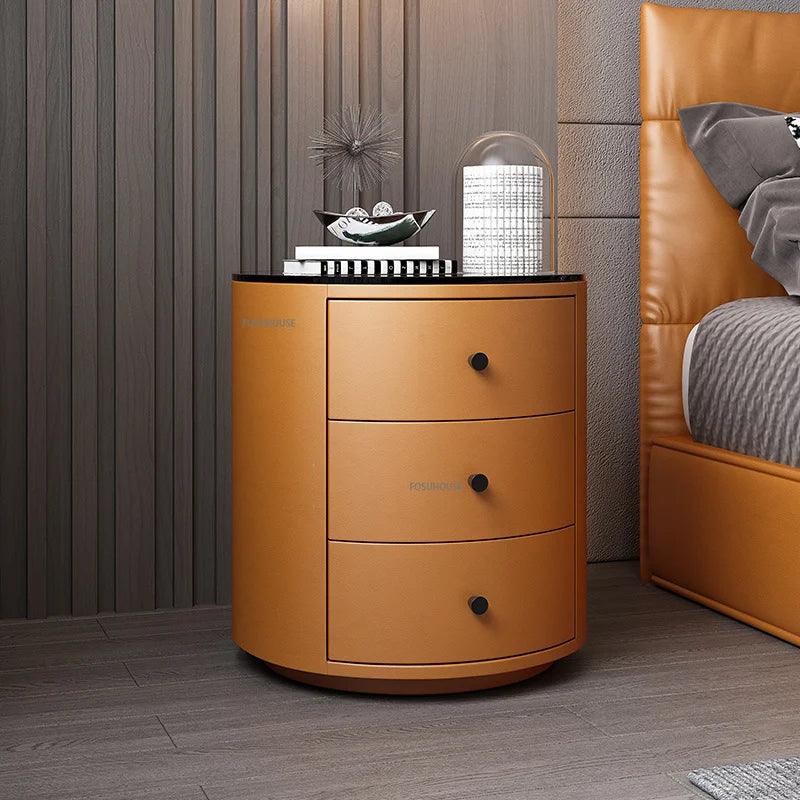 Solid Pine Wood Nightstand with Three Drawers - Modern Minimalist Bedroom Furniture