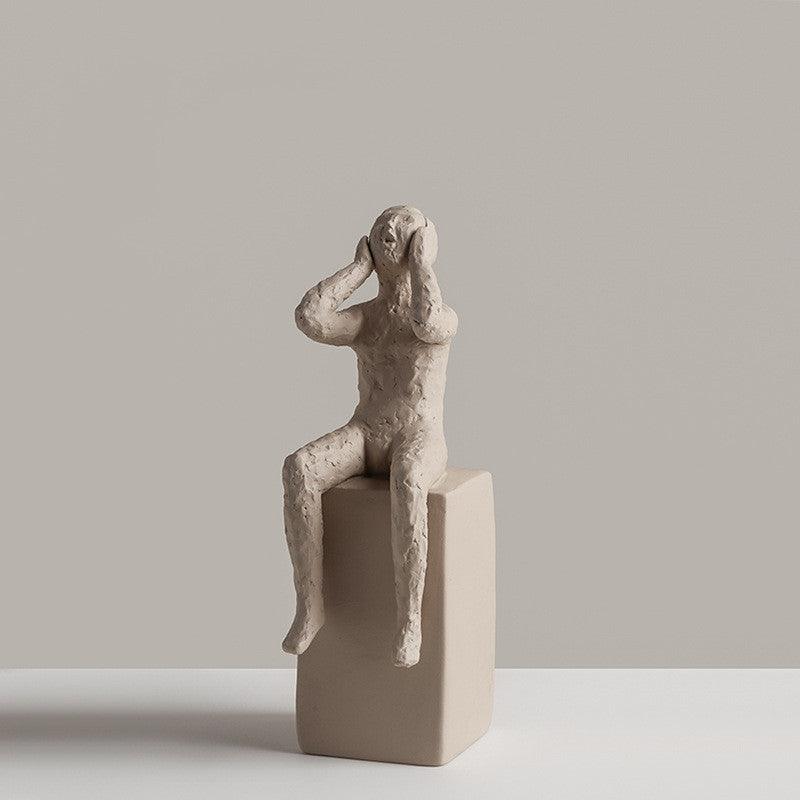 Nordic Style Ceramic Blessing Art Sculpture - Reading Woman Body, Standing Woman Body, Bubble Bubble Child, Cozy Woman Body, Shouting Child, Looking Up at Child