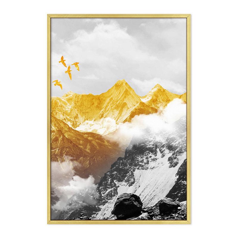 Golden Mountain Landscape Canvas Wall Art - Framed and Unframed