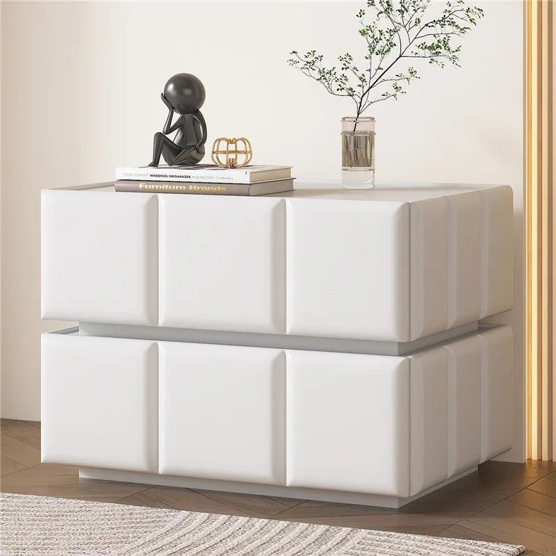 Compact White Bedside Nightstand with Drawer - Modern Design and Storage Space