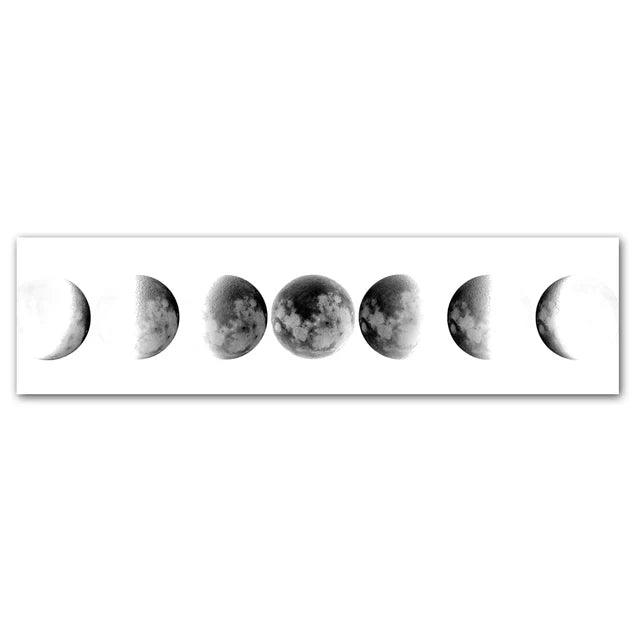 Celestial Moon Phases Monochrome Canvas Wall Art - Abstract Living Room Decor