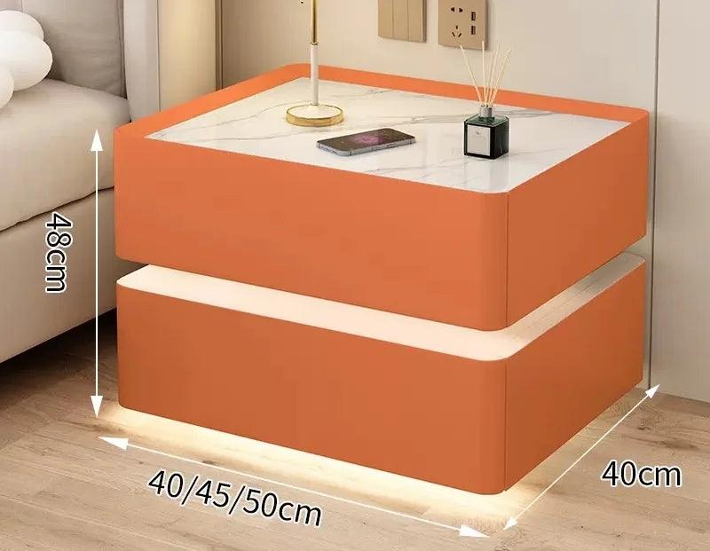 Smart Solid Wood Nightstand with Wireless Charging and Lockable Drawers - 40cm Height