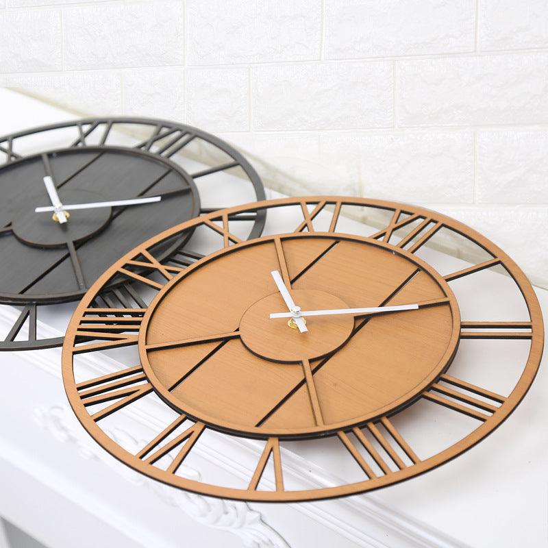 Rustic Wood Round Wall Clock