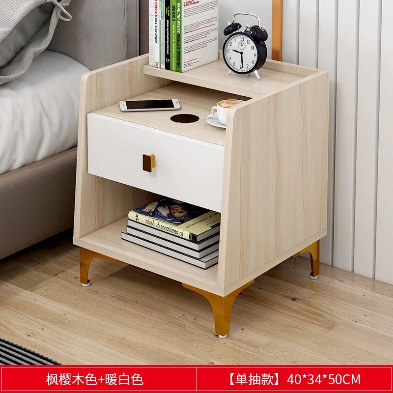 Nordic Rustic Bedside Table with Drawer - European Style Nightstand Furniture