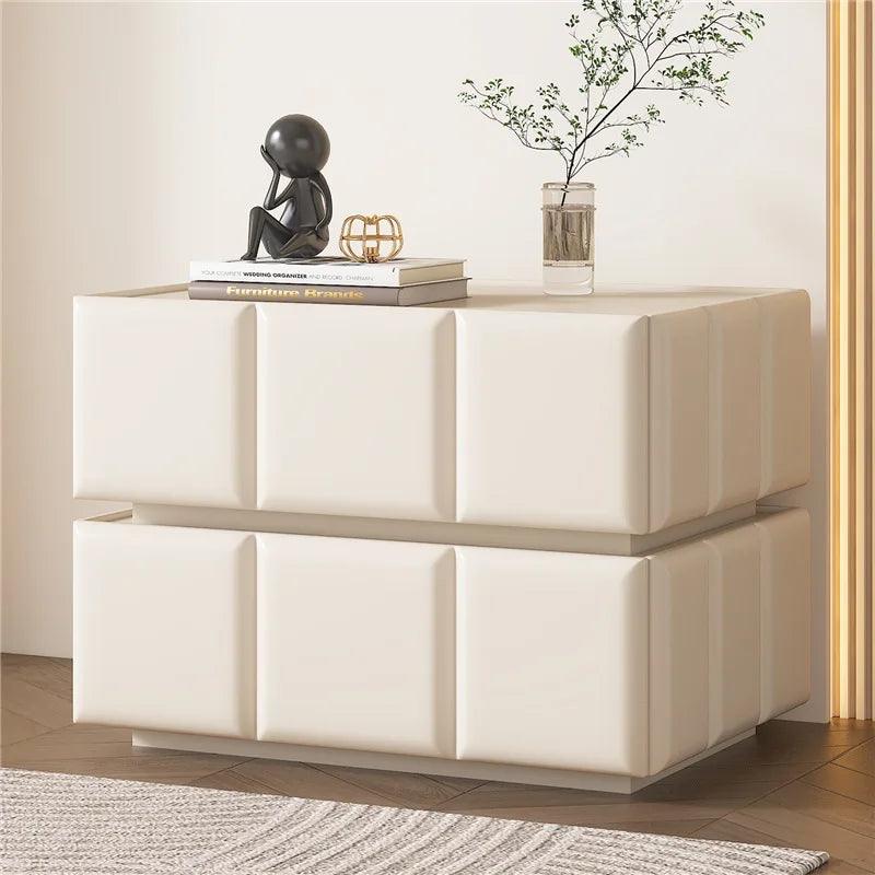 Compact White Bedside Nightstand with Drawer - Modern Design and Storage Space