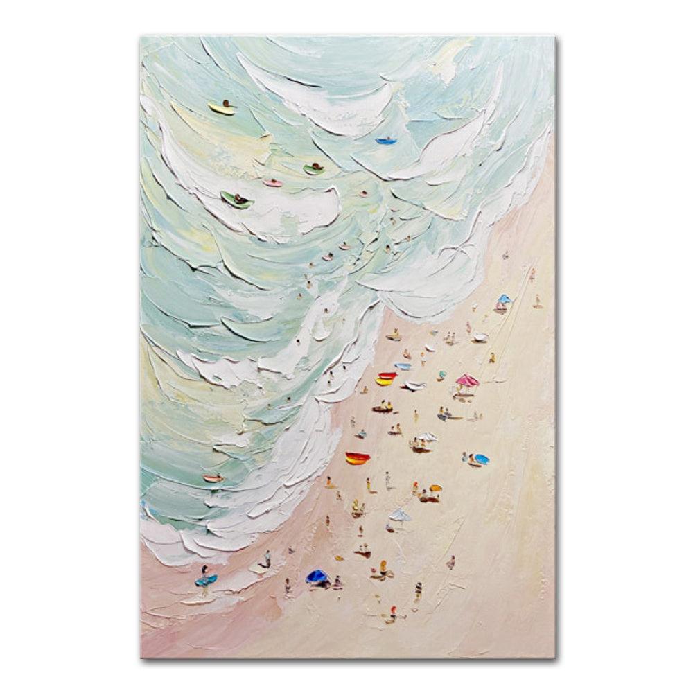 Hand Painted Beach Thick Oil Canvas Painting Wall Art Home Decor