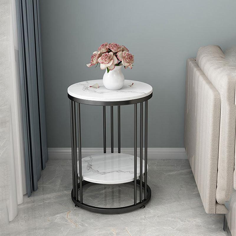 Elegant Marble and Iron Round Coffee Table