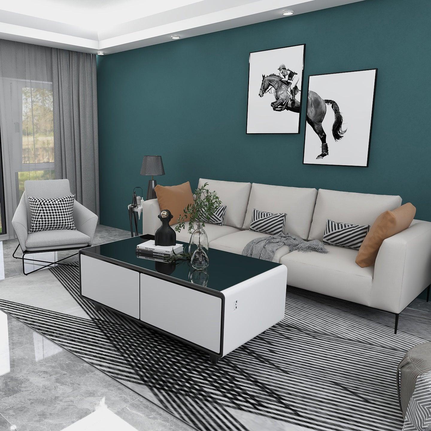 Coffee Table Refrigerator with Tempered Glass Panel - Modern Living Room Essential