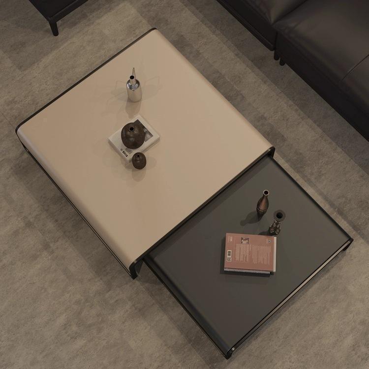 Telescopic Marble Top Coffee Table Set - Rectangular Italian Minimalism Design