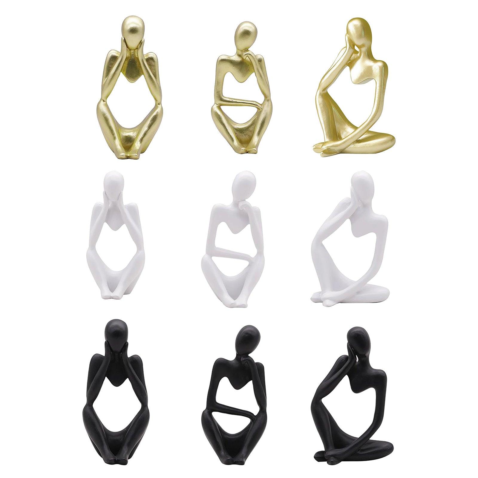 Abstract Artistic Resin Ornament Sculpture in Black, White, and Gold