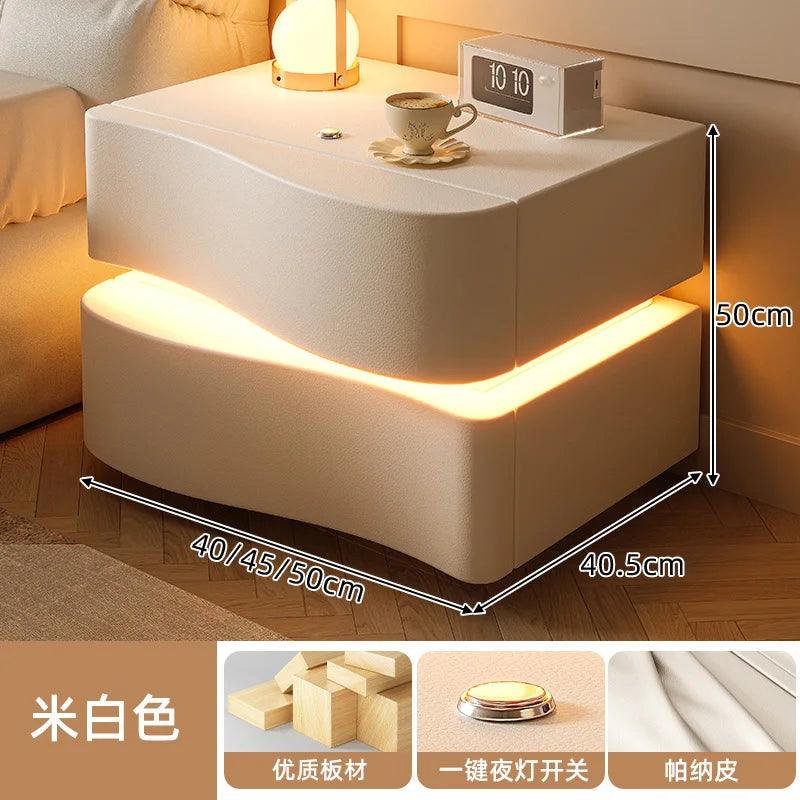 Sleek Luxury Bedside Tables with Drawer - Modern Chinese Style Nightstand for Bedroom Furniture