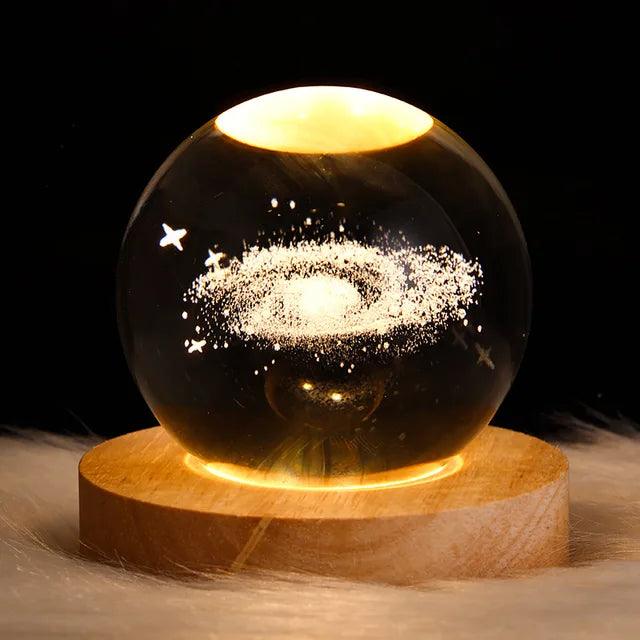 Crystal Ball USB Night Light | 3D Moon Planet Galaxy Home Decor Glow