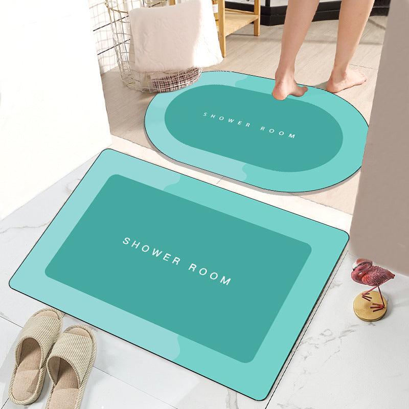Absorbent Non-slip Bathroom Mat Set - Modern Crystal Velvet Design