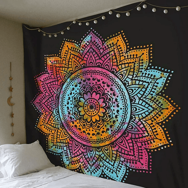 Boho Mandala Bliss Tapestry: Vibrant Wall Art