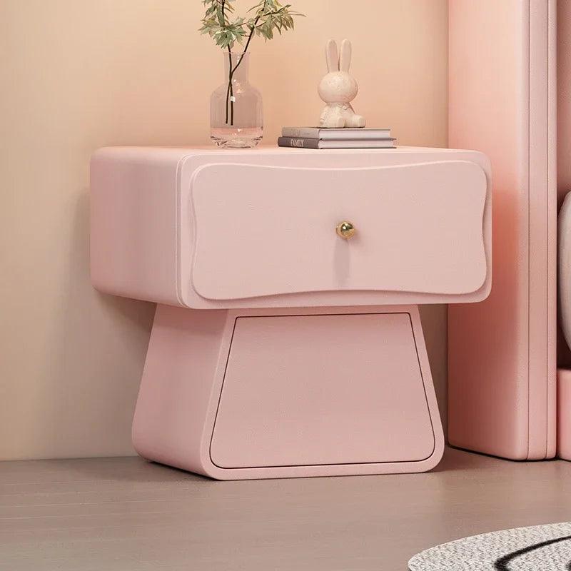 Kids Minimalist Wooden Nightstand Table with Drawers - Modern Bedroom Furniture