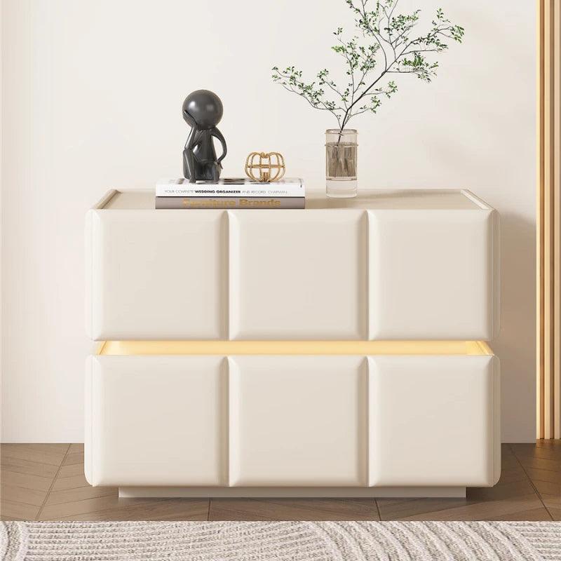 Compact White Bedside Nightstand with Drawer - Modern Design and Storage Space