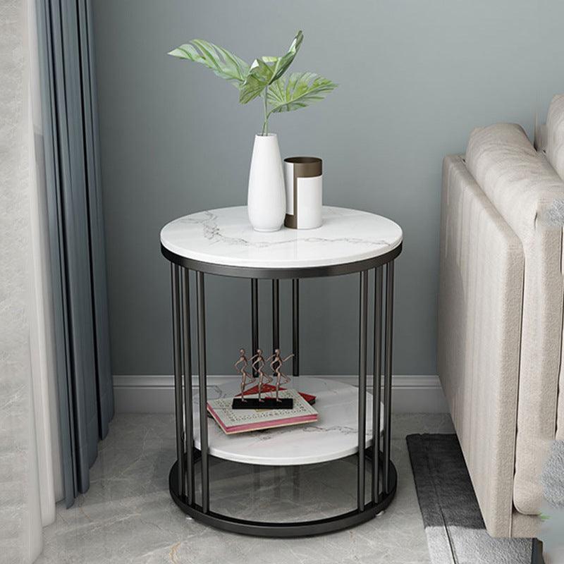 Elegant Marble and Iron Round Coffee Table