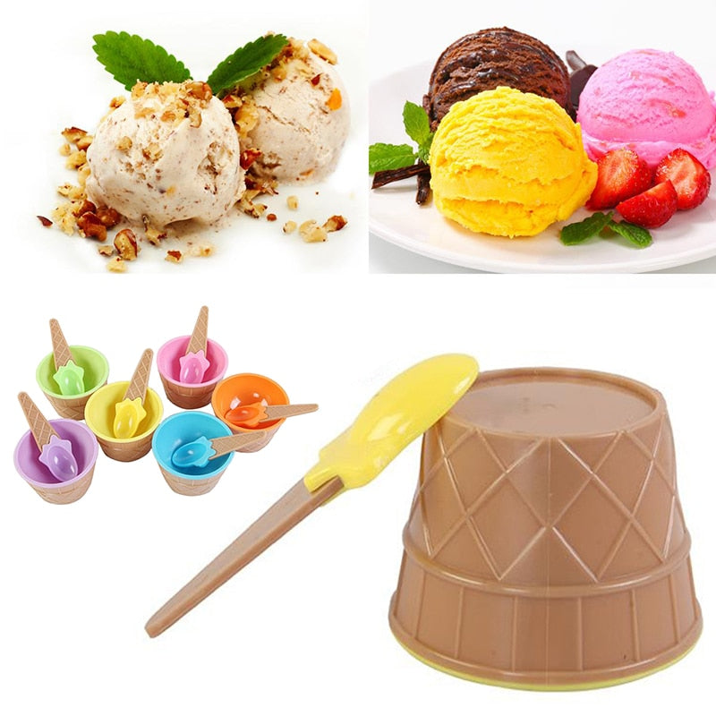 Lovely Candy Color Ice Cream Bowls with Spoons set