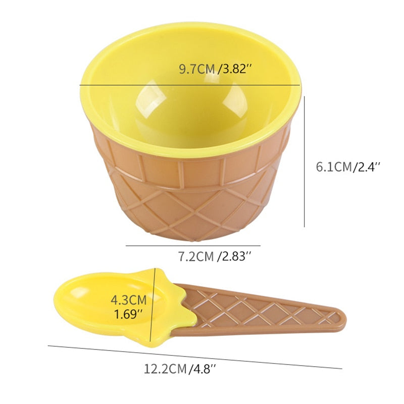 Lovely Candy Color Ice Cream Bowls with Spoons set
