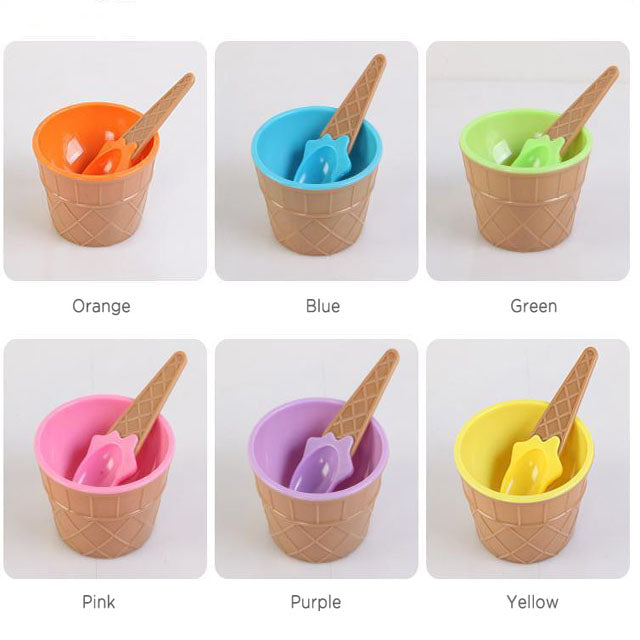 Lovely Candy Color Ice Cream Bowls with Spoons set