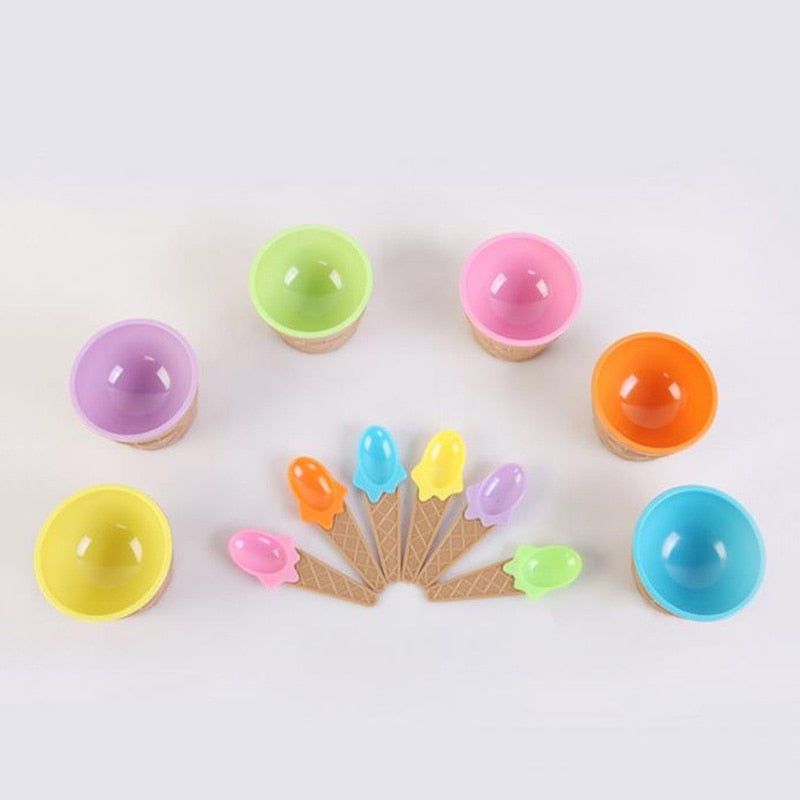 Lovely Candy Color Ice Cream Bowls with Spoons set