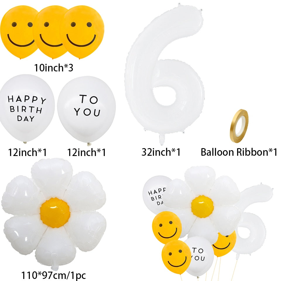 White Flower Balloon Set 8pcs